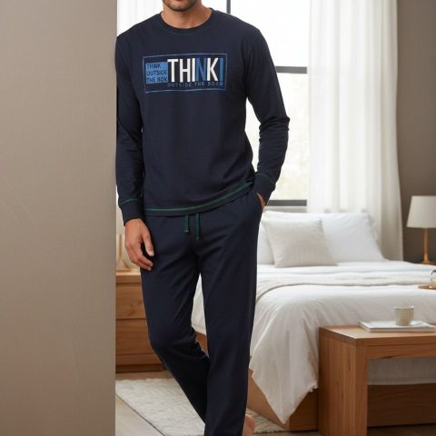 muška pidžama elegantna teget