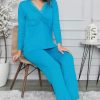 Ženska pidžama dugih rukava plava