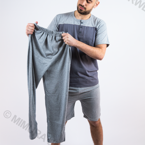 Muška jednobojna trodelna pidžama