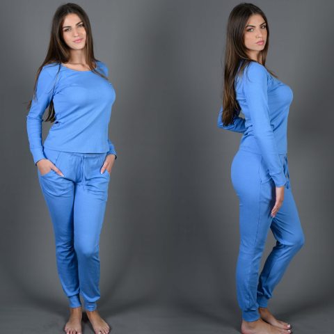 ženska pidžama od viskoze nebesko plava