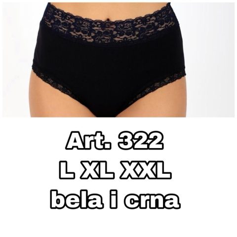 Visokostrukirane ženske gaćice s čipkom – Art. 322 (L-XXL)