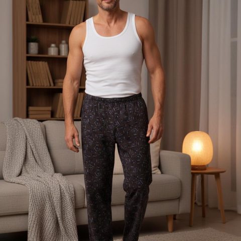 muska pidzama donji deo tamno siva