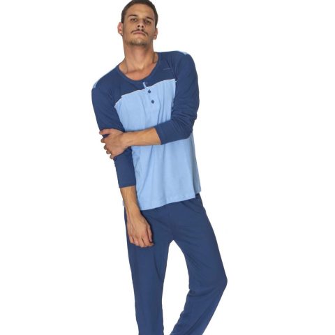 muska pidzama na sa dva dugmeta plava svetloplava