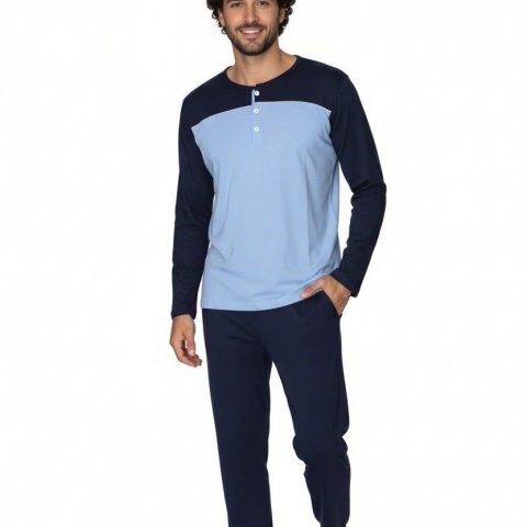 muska pidzama na sa dva dugmeta teget