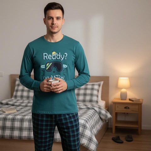 muska pidzama petrolej zelena