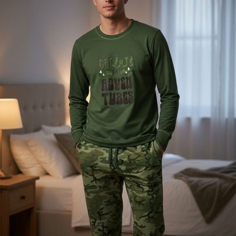 muška pidžama zelena maskirna