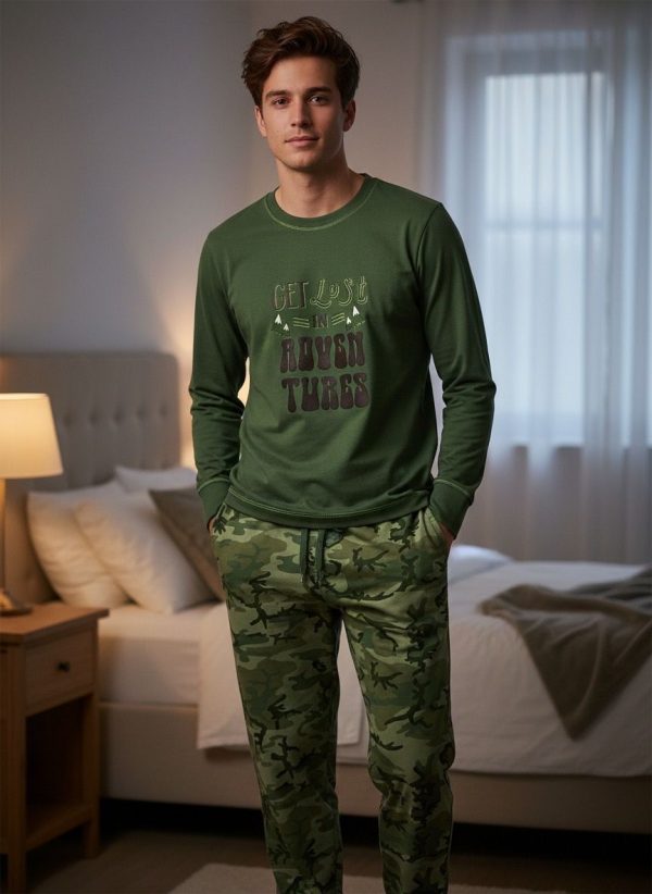 muška pidžama zelena maskirna