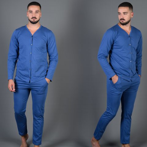 muška pidžama na kopčanje plava