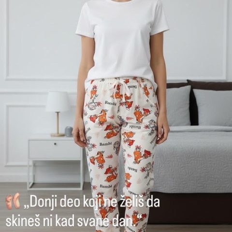 zenska pidzama donji deo bež