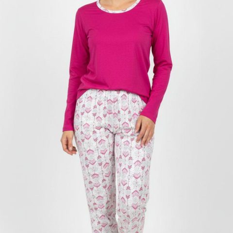 ženska pidžama dugih rukava okriglog izreza ciklama